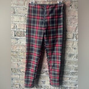Zara Black and Red Plaid Trousers